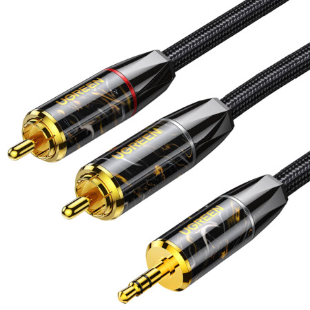 כבל אודיו UGREEN 10961 3.5mm Male to RCA male x2 Hi-Fi SCC 2m