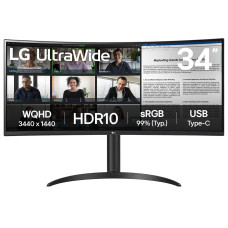 מסך מחשב קעור LG 34" UltraWide VA QHD 100Hz 5ms 1800R