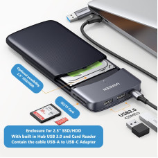 UGREEN USB-C/A to 2.5" SSD / HDD | x2 USB-A 3.0 | SD / micro SD | Enclosure
