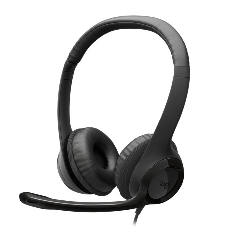 אוזניות קשת חוטיות Logitech H390 USB-C צבע שחור