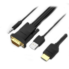 Vention HDMI (in) to VGA (out) with Audio + (Micro USB Power Input) - 2M Cable