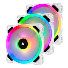 Corsair LL120 RGB 120mm Dual Light Loop White RGB LED PWM Fan - Triple Pack with Lighting Node PRO