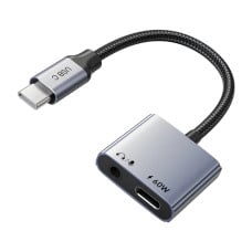 CABLETIME USB-C to 3.5mm Audio + USB-C PD60W Adapter