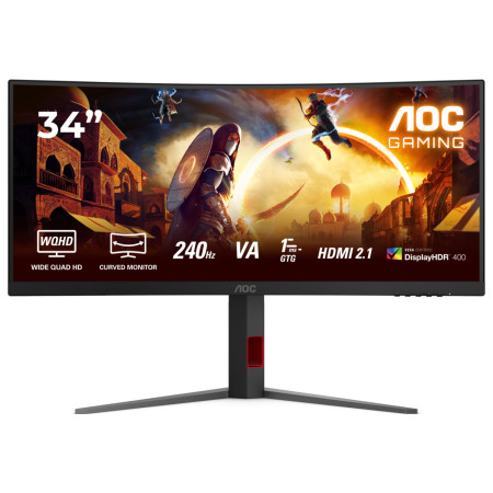 מסך מחשב קעור לגיימינג AOC 34" CU34G4Z VA QHD 240Hz 0.3ms 1500R