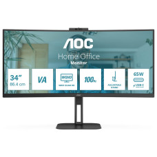 מסך מחשב קעור עם מצלמת רשת AOC 34" VA QHD 100Hz 1ms 1500R