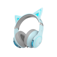 אוזניות קשת אלחוטיות מבית המותג אדיפייר עם מיקרופון מובנה לגיימינג בצבע כחול גרסת חתול Edifier G5BT Low Latency Gaming Headphones with NC 40mm