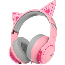 אוזניות קשת אלחוטיות מבית המותג אדיפייר עם מיקרופון מובנה לגיימינג בצבע ורוד גרסת חתול Edifier G5BT Low Latency Gaming Headphones with NC 40mm