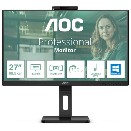 מסך מחשב AOC 27" IPS QHD 100Hz 4ms with Webcam