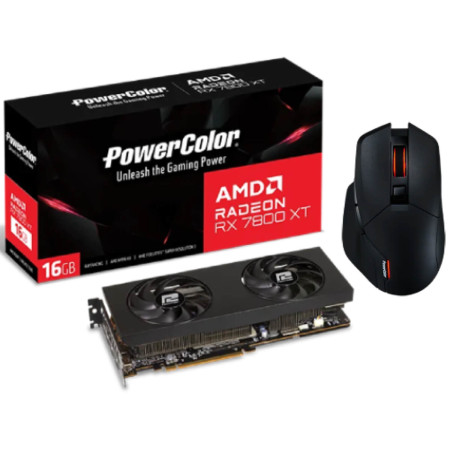 מארז - עכבר אלחוטי ALPHYN AM10 + כרטיס מסך PowerColor RX 7800 XT 16GB GDDR6