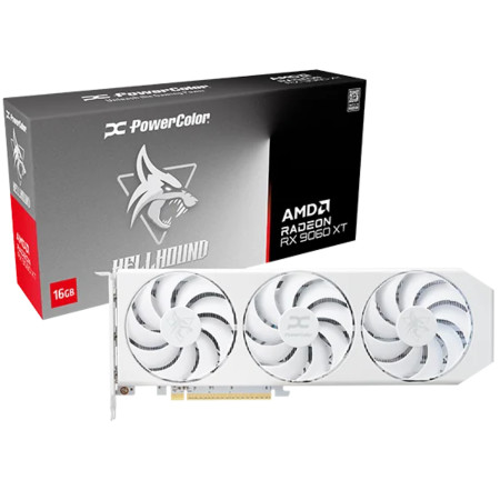 כרטיס מסך PowerColor Hellhound Spectral White RX 9060 XT 16GB GDDR6