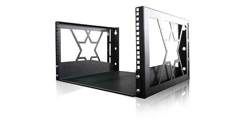 Claytek WU-60B 6U wallmount open frame rack angled view